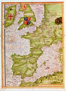 Fol.9v Mapa da Europa Ocidental, de &39;Cosmographie Universelle&39;, 1555